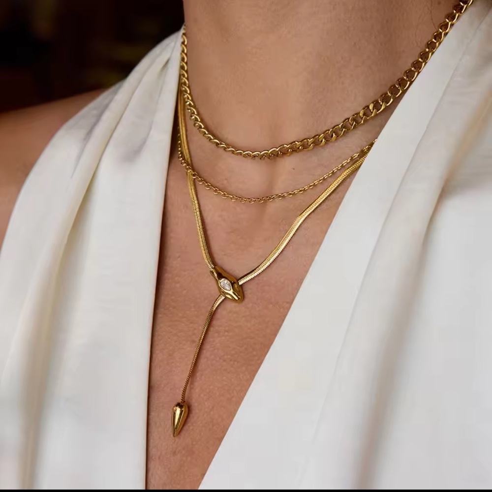 Serpentine Necklace 18K Gold Color Plated Stainless Steel